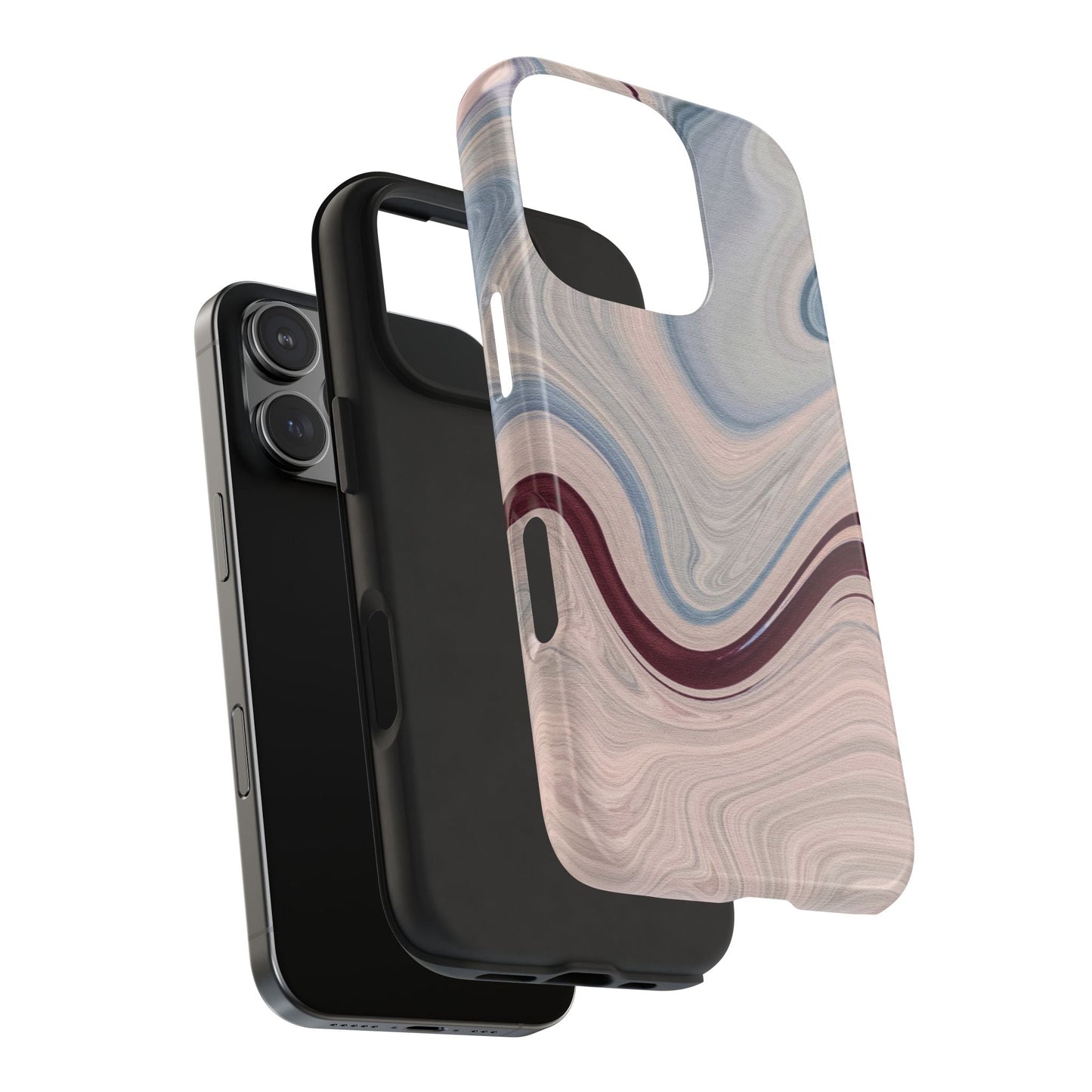 Marble Swirl Elegance – iPhone Case with Blue & Pink Abstract Art - BOGO Cases