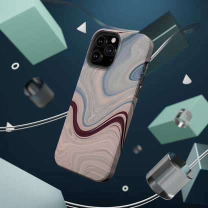 Marble Swirl Elegance – MagSafe Case with Abstract Blue & Pink Marble Art - BOGO Cases