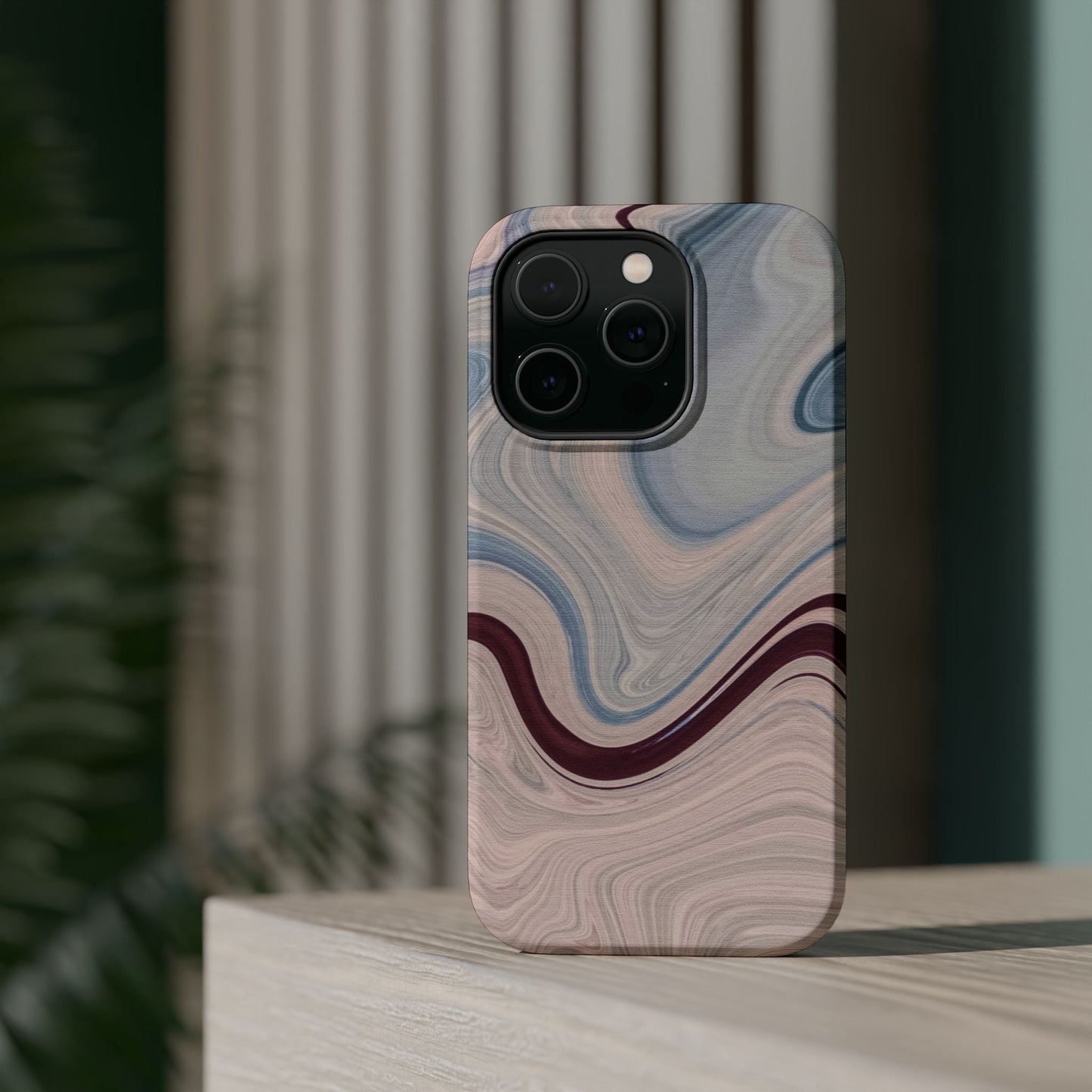 Marble Swirl Elegance – MagSafe Case with Abstract Blue & Pink Marble Art - BOGO Cases