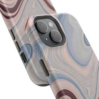 Marble Swirl Elegance – MagSafe Case with Abstract Blue & Pink Marble Art - BOGO Cases