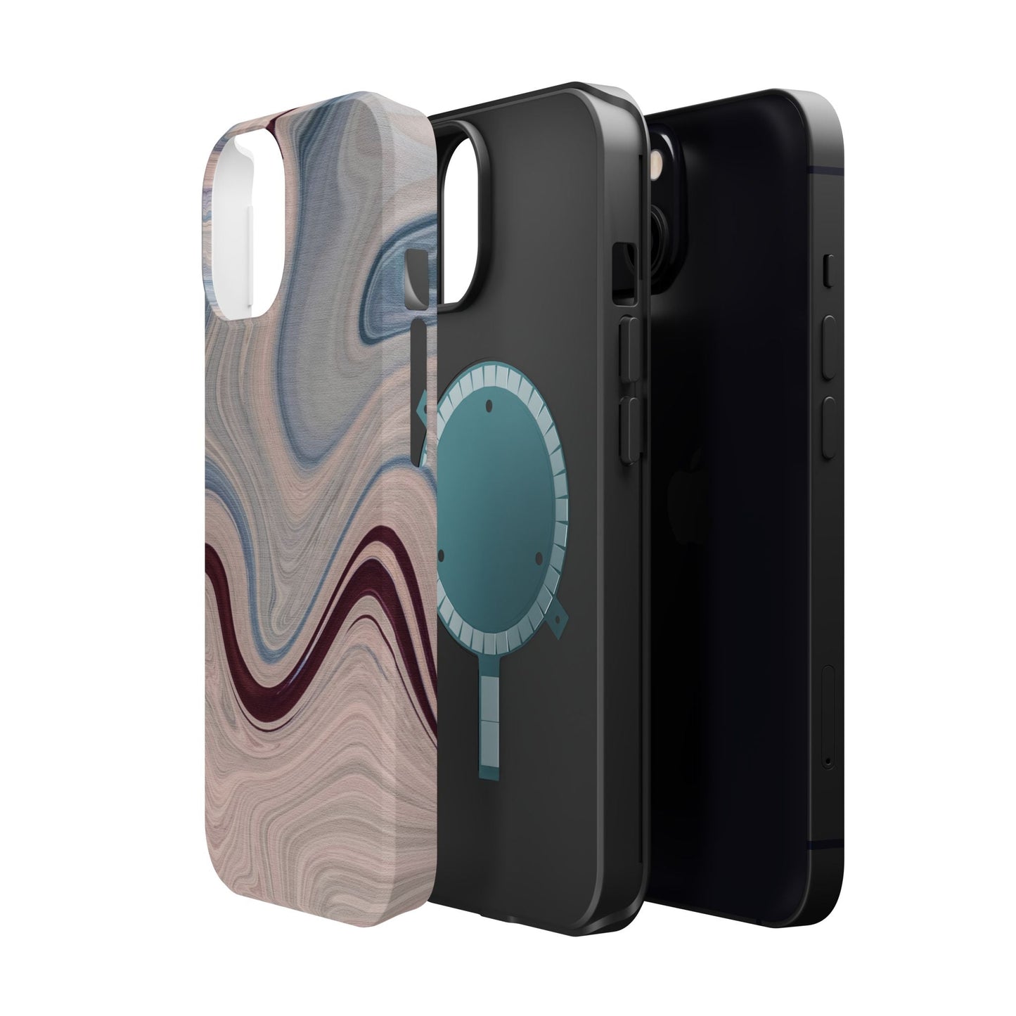 Marble Swirl Elegance – MagSafe Case with Abstract Blue & Pink Marble Art - BOGO Cases