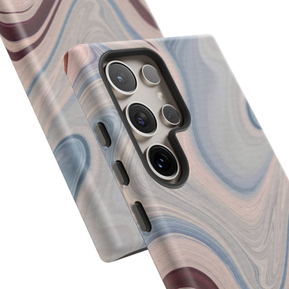 Marble Swirl Elegance – Samsung Galaxy Case in Blue & Blush Abstract Design - BOGO Cases