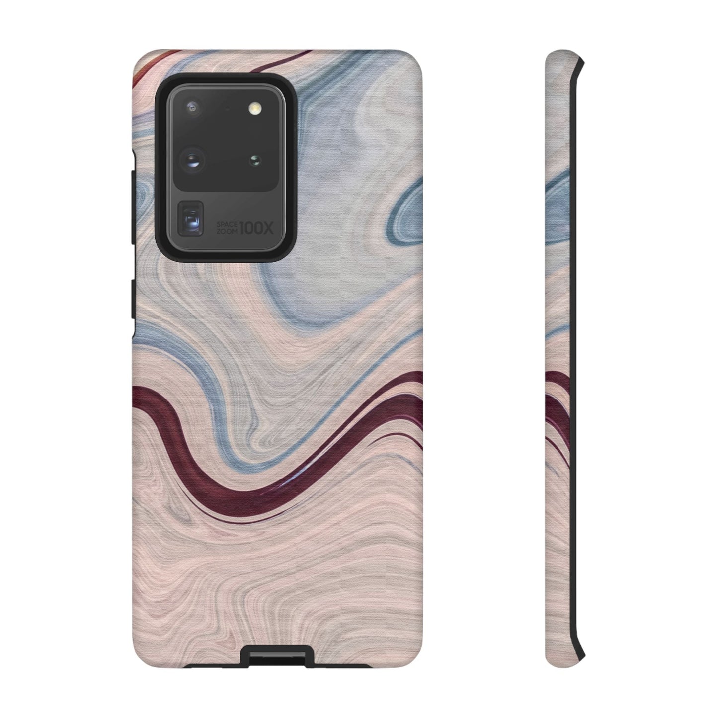 Marble Swirl Elegance – Samsung Galaxy Case in Blue & Blush Abstract Design - BOGO Cases