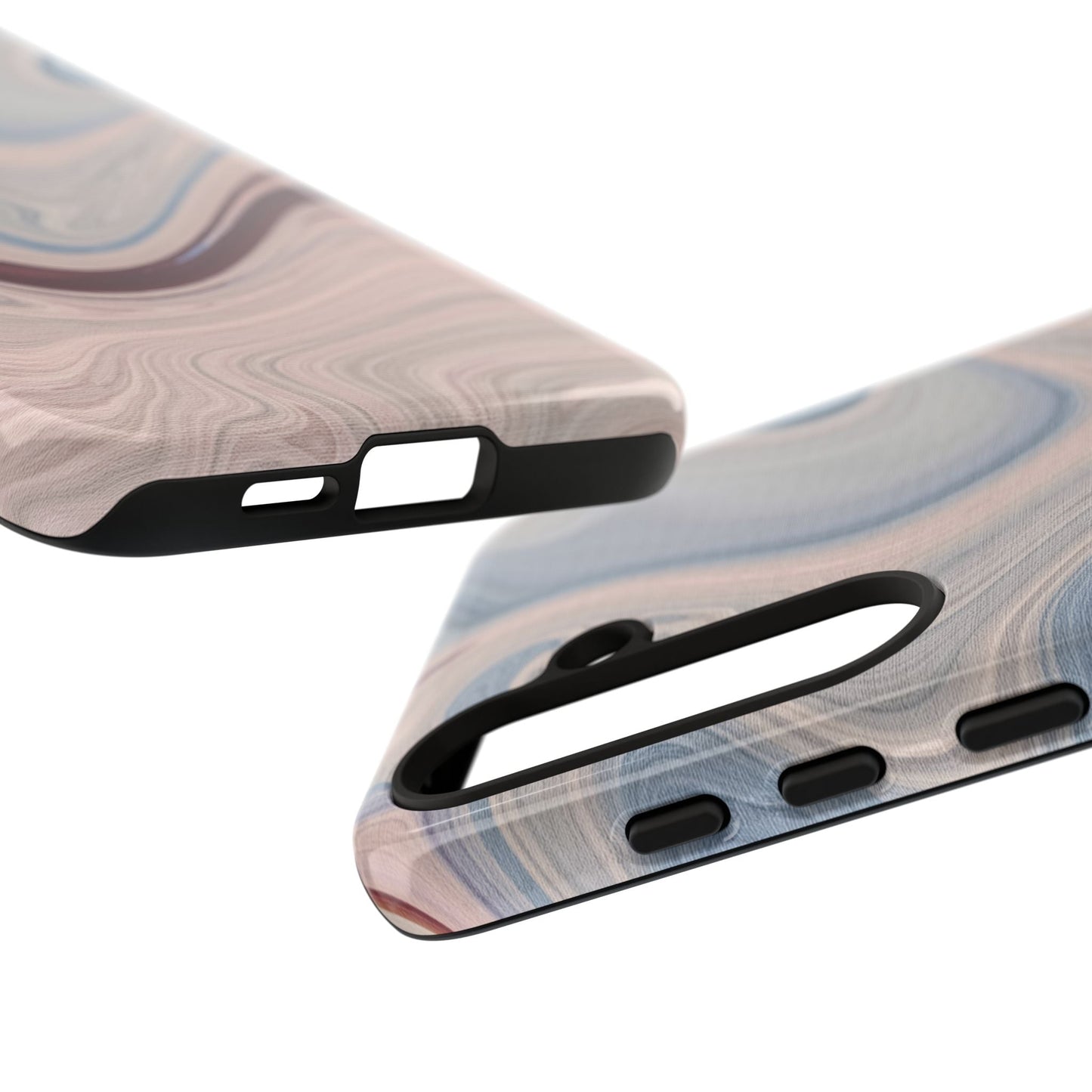 Marble Swirl Elegance – Samsung Galaxy Case in Blue & Blush Abstract Design - BOGO Cases