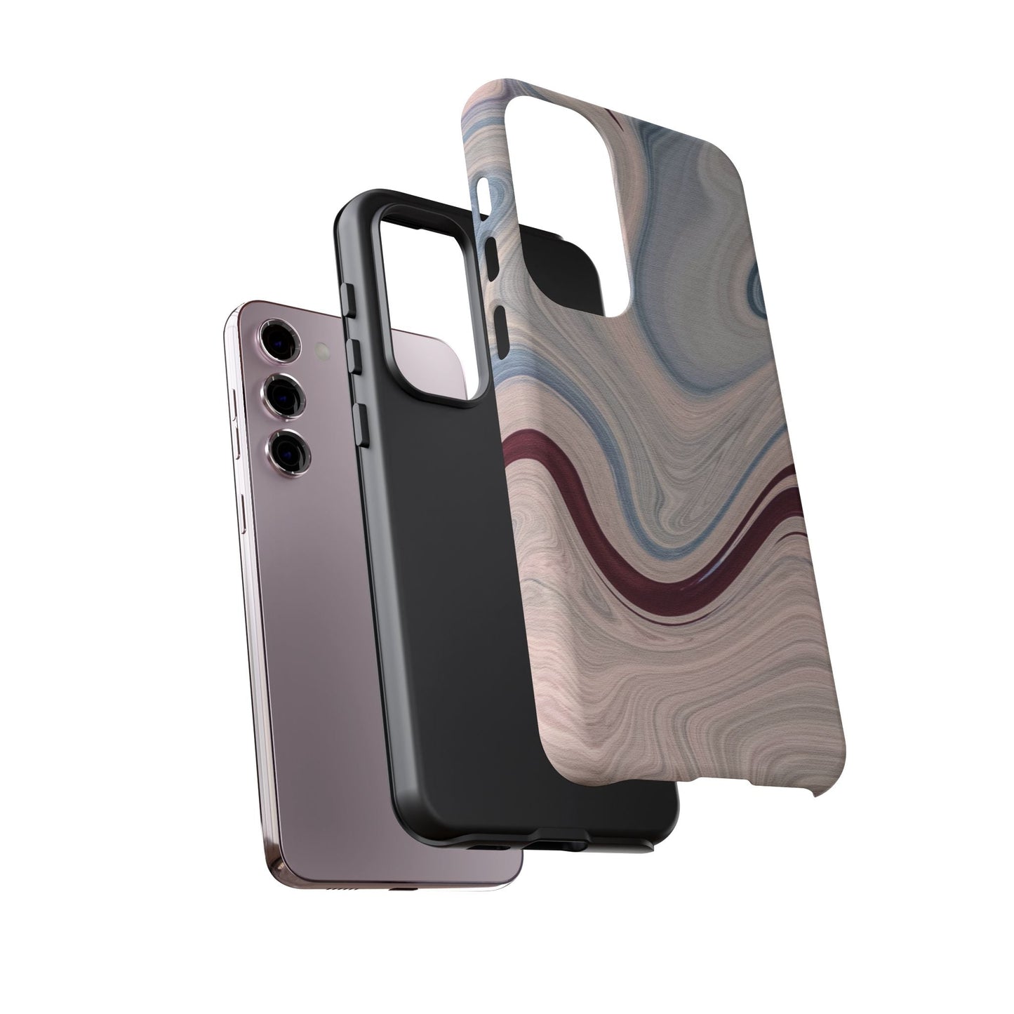 Marble Swirl Elegance – Samsung Galaxy Case in Blue & Blush Abstract Design - BOGO Cases