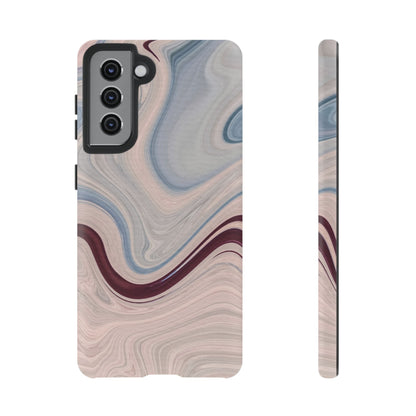 Marble Swirl Elegance – Samsung Galaxy Case in Blue & Blush Abstract Design - BOGO Cases