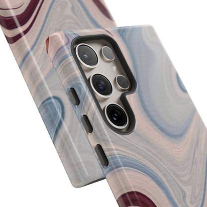 Marble Swirl Elegance – Samsung Galaxy Case in Blue & Blush Abstract Design - BOGO Cases