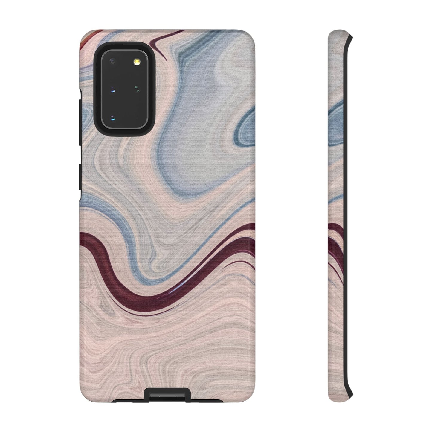 Marble Swirl Elegance – Samsung Galaxy Case in Blue & Blush Abstract Design - BOGO Cases