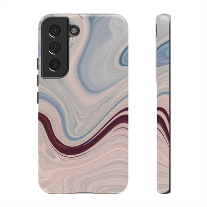 Marble Swirl Elegance – Samsung Galaxy Case in Blue & Blush Abstract Design - BOGO Cases