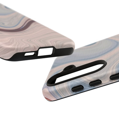 Marble Swirl Elegance – Samsung Galaxy Case in Blue & Blush Abstract Design - BOGO Cases