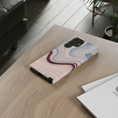 Marble Swirl Elegance – Samsung Galaxy Case in Blue & Blush Abstract Design - BOGO Cases