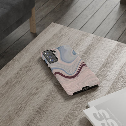 Marble Swirl Elegance – Samsung Galaxy Case in Blue & Blush Abstract Design - BOGO Cases
