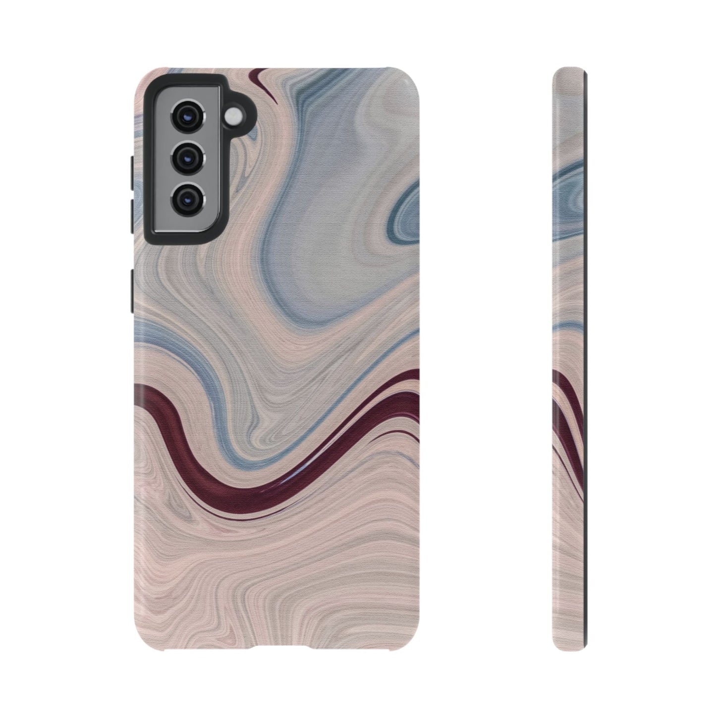 Marble Swirl Elegance – Samsung Galaxy Case in Blue & Blush Abstract Design - BOGO Cases