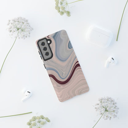 Marble Swirl Elegance – Samsung Galaxy Case in Blue & Blush Abstract Design - BOGO Cases