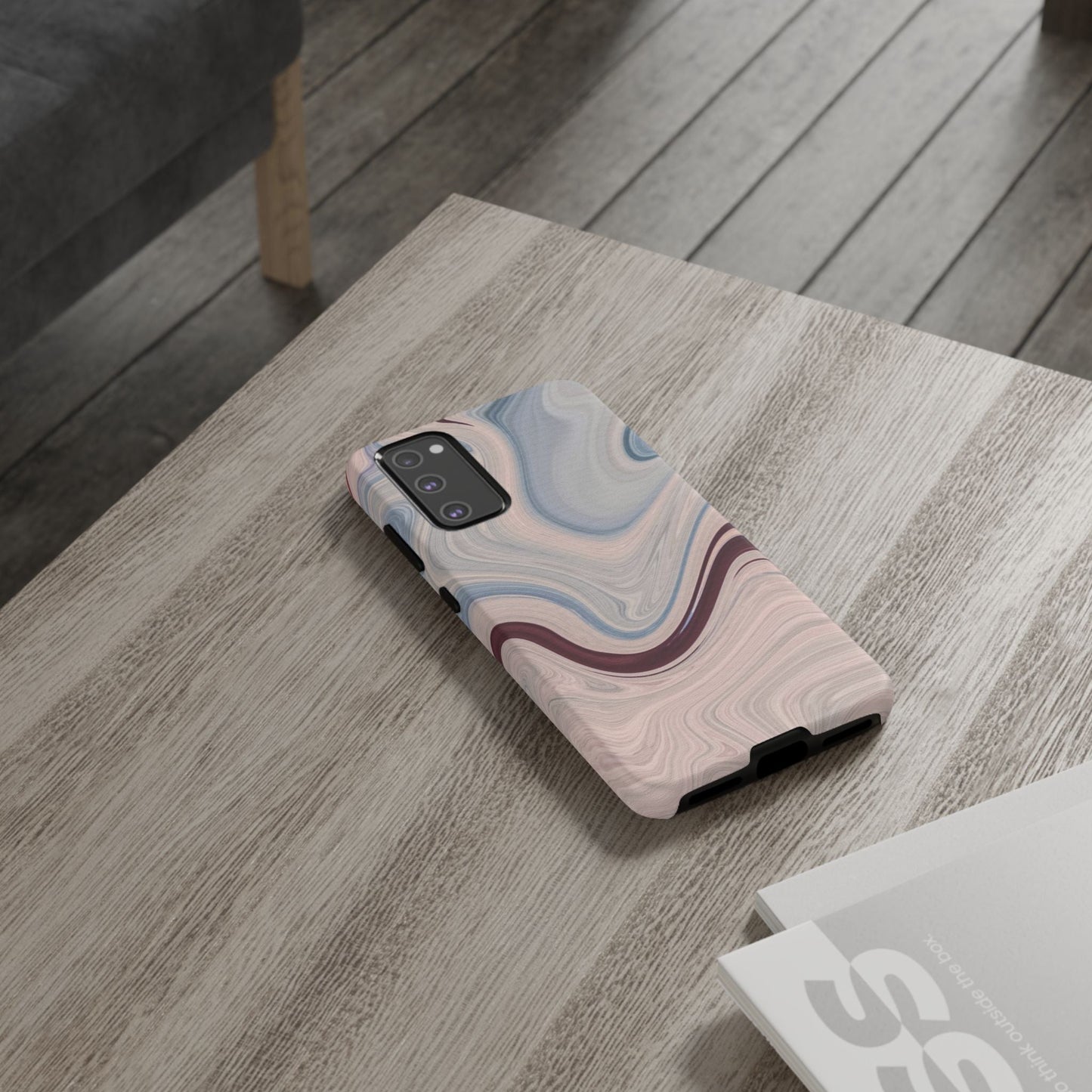 Marble Swirl Elegance – Samsung Galaxy Case in Blue & Blush Abstract Design - BOGO Cases
