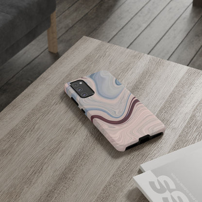 Marble Swirl Elegance – Samsung Galaxy Case in Blue & Blush Abstract Design - BOGO Cases
