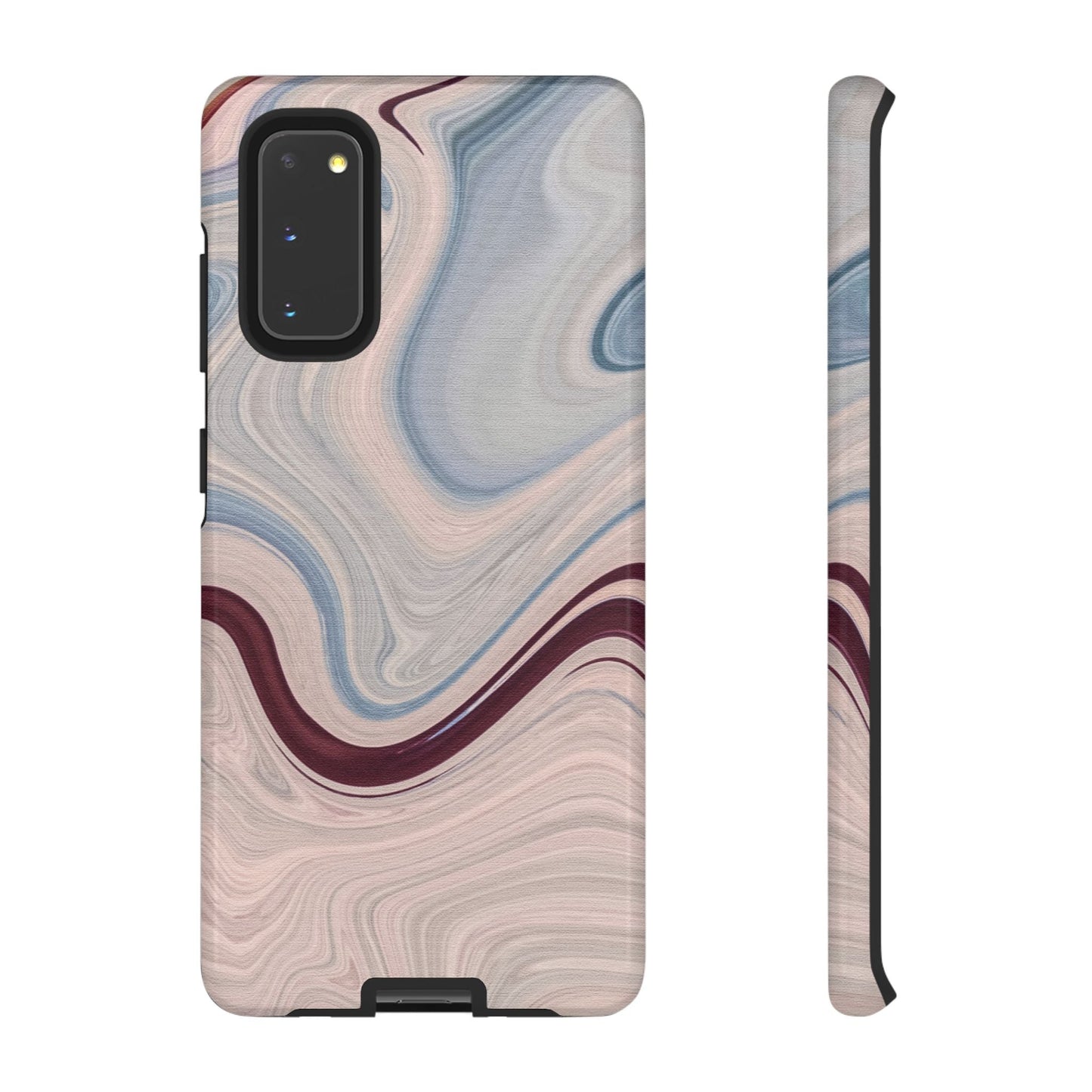 Marble Swirl Elegance – Samsung Galaxy Case in Blue & Blush Abstract Design - BOGO Cases
