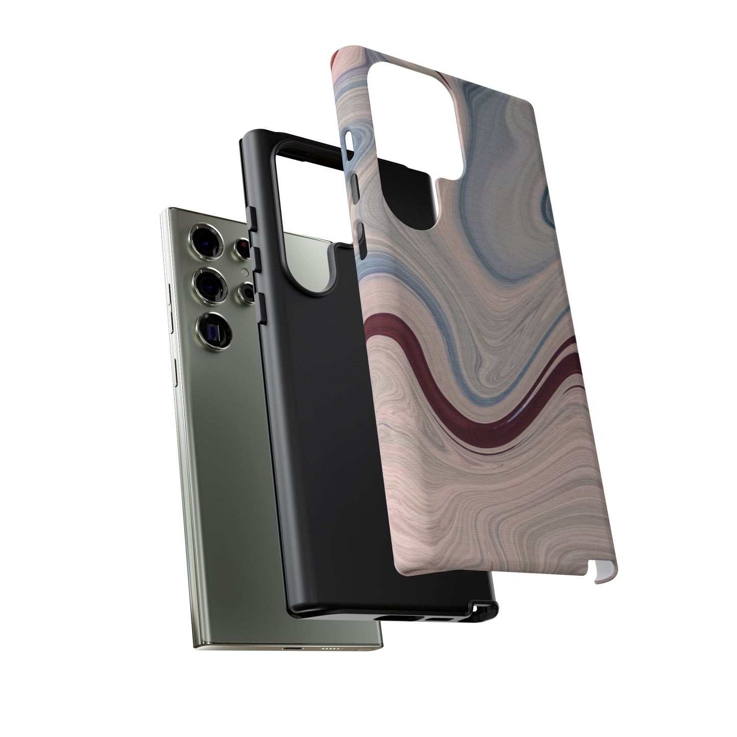 Marble Swirl Elegance – Samsung Galaxy Case in Blue & Blush Abstract Design - BOGO Cases