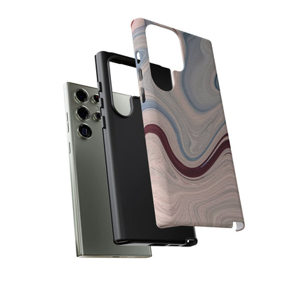 Marble Swirl Elegance – Samsung Galaxy Case in Blue & Blush Abstract Design - BOGO Cases