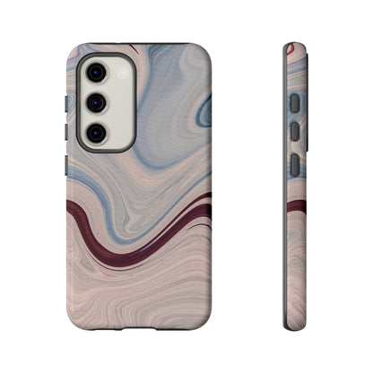 Marble Swirl Elegance – Samsung Galaxy Case in Blue & Blush Abstract Design - BOGO Cases