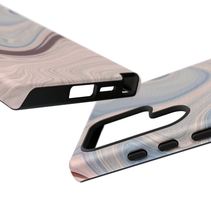 Marble Swirl Elegance – Samsung Galaxy Case in Blue & Blush Abstract Design - BOGO Cases