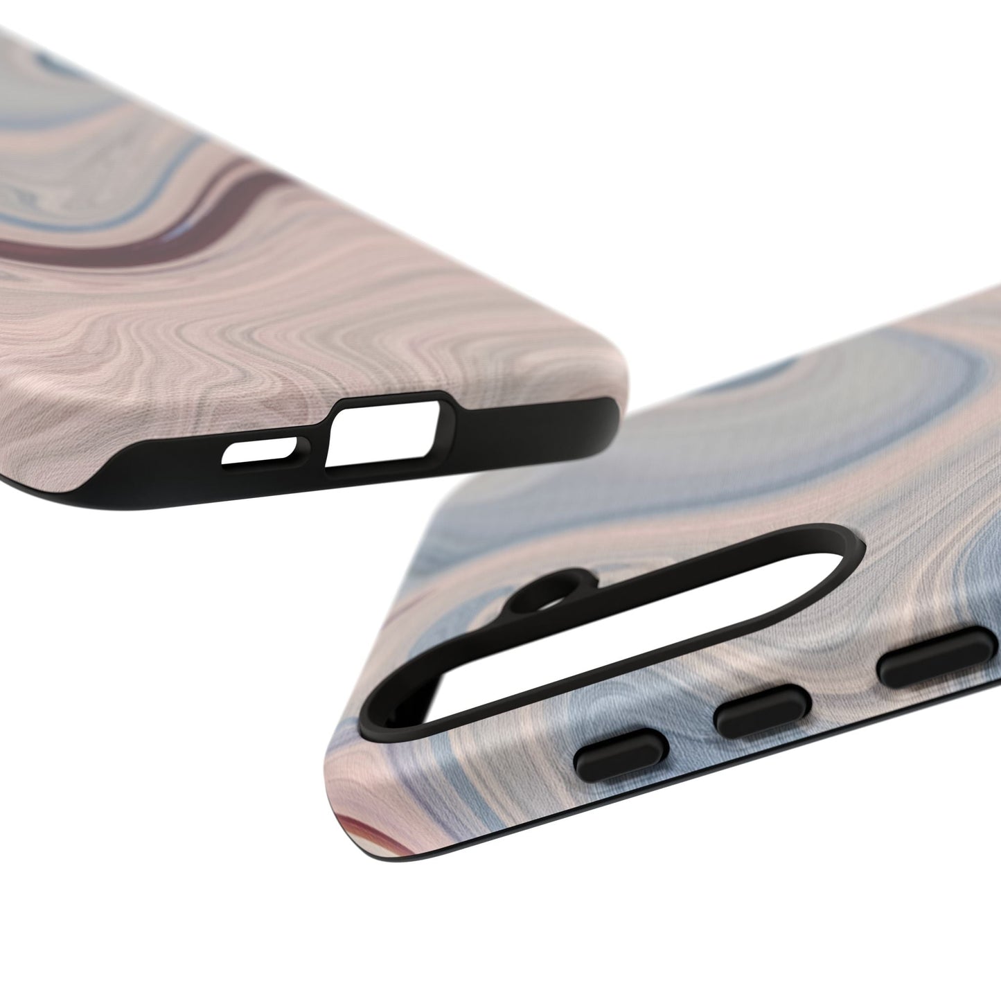 Marble Swirl Elegance – Samsung Galaxy Case in Blue & Blush Abstract Design - BOGO Cases