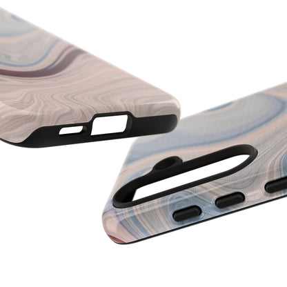 Marble Swirl Elegance – Samsung Galaxy Case in Blue & Blush Abstract Design - BOGO Cases