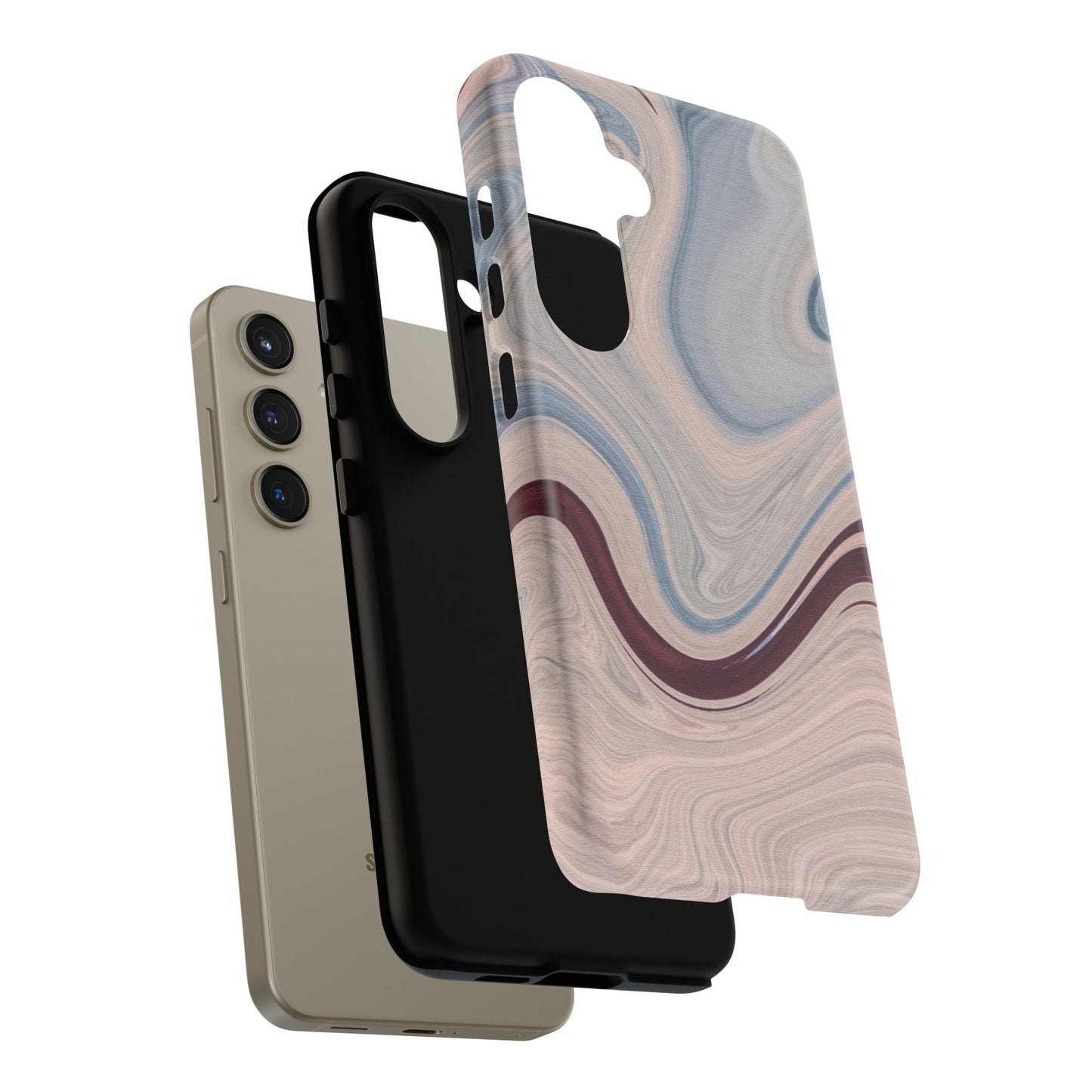 Marble Swirl Elegance – Samsung Galaxy Case in Blue & Blush Abstract Design - BOGO Cases
