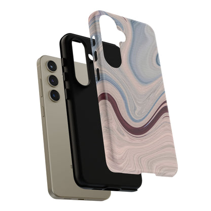 Marble Swirl Elegance – Samsung Galaxy Case in Blue & Blush Abstract Design - BOGO Cases