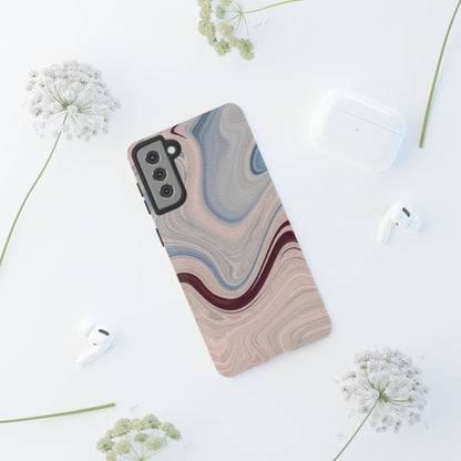 Marble Swirl Elegance – Samsung Galaxy Case in Blue & Blush Abstract Design - BOGO Cases