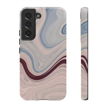 Marble Swirl Elegance – Samsung Galaxy Case in Blue & Blush Abstract Design - BOGO Cases