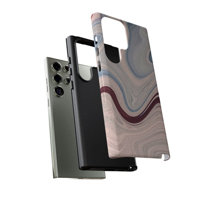 Marble Swirl Elegance – Samsung Galaxy Case in Blue & Blush Abstract Design - BOGO Cases