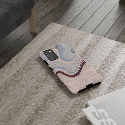 Marble Swirl Elegance – Samsung Galaxy Case in Blue & Blush Abstract Design - BOGO Cases