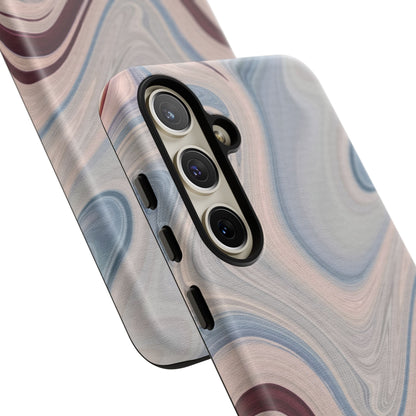 Marble Swirl Elegance – Samsung Galaxy Case in Blue & Blush Abstract Design - BOGO Cases