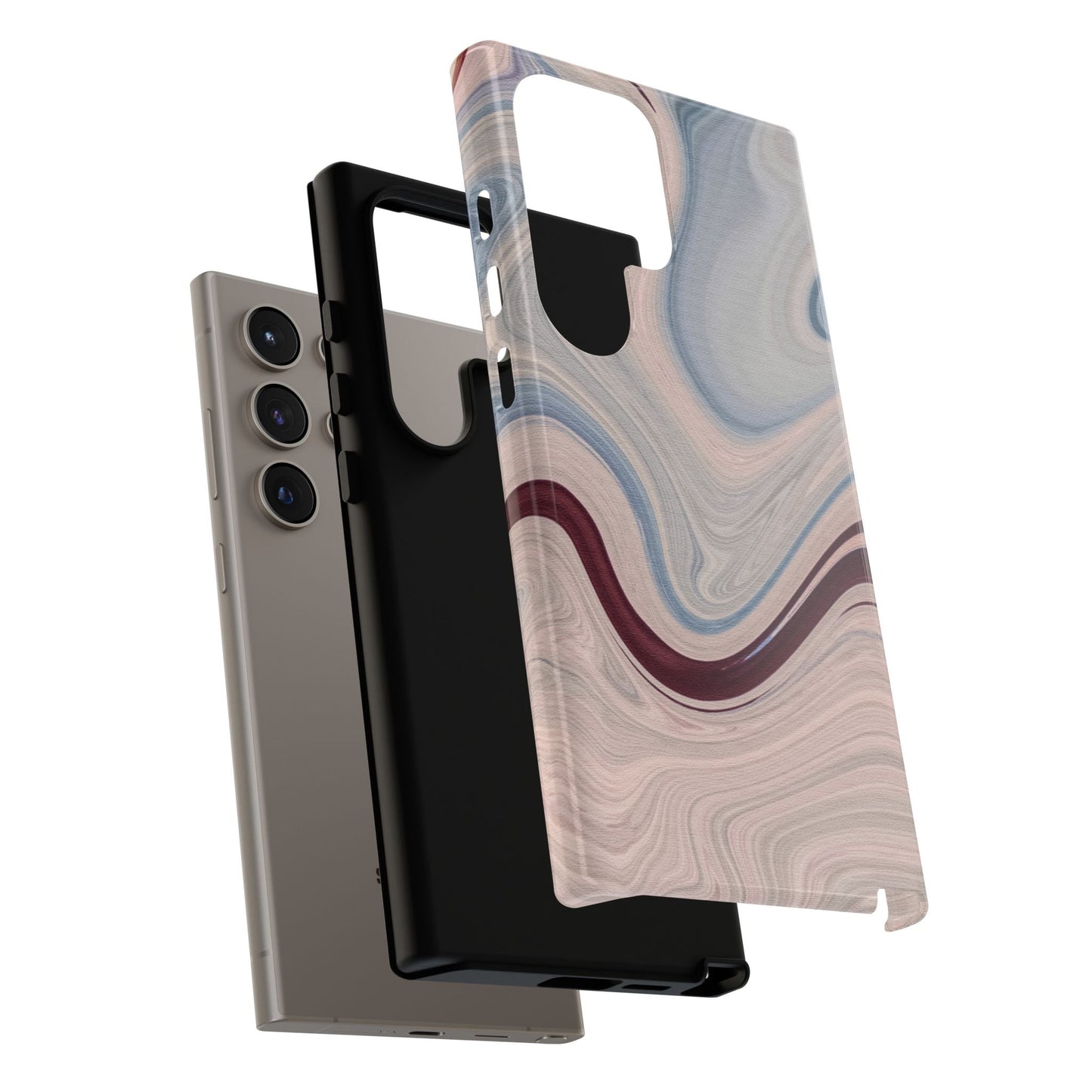 Marble Swirl Elegance – Samsung Galaxy Case in Blue & Blush Abstract Design - BOGO Cases