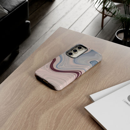 Marble Swirl Elegance – Samsung Galaxy Case in Blue & Blush Abstract Design - BOGO Cases