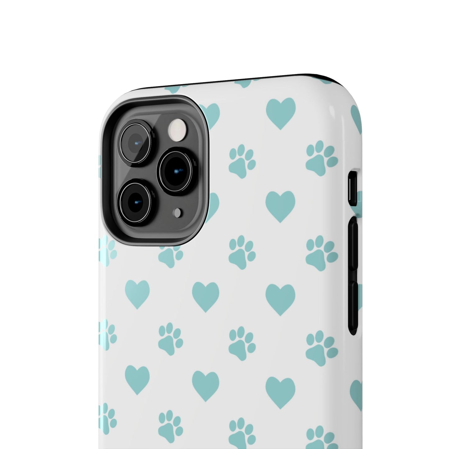 Mint Green Paw Print & Heart iPhone Case – Stylish Pet Lover’s Essential - BOGO Cases