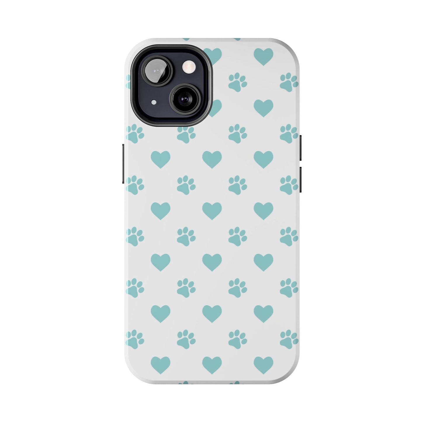 Mint Green Paw Print & Heart iPhone Case – Stylish Pet Lover’s Essential - BOGO Cases