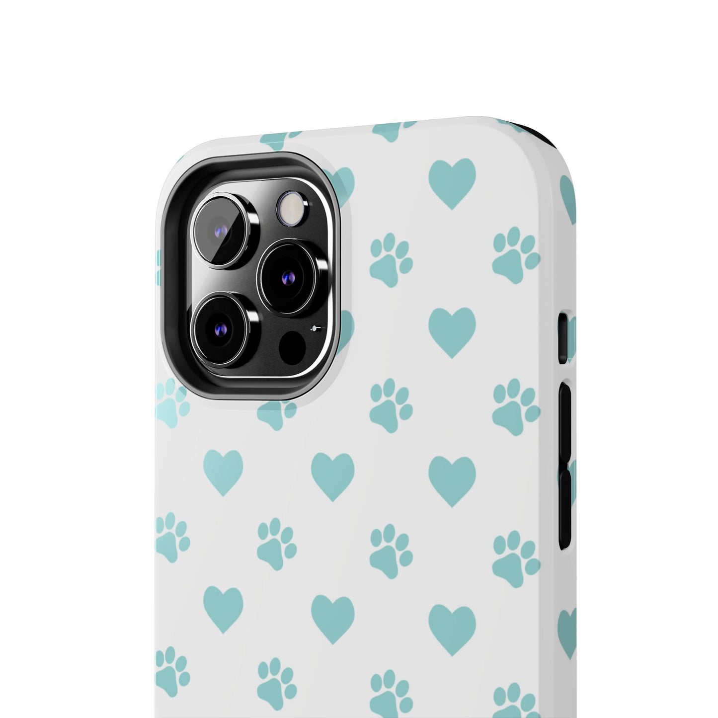 Mint Green Paw Print & Heart iPhone Case – Stylish Pet Lover’s Essential - BOGO Cases