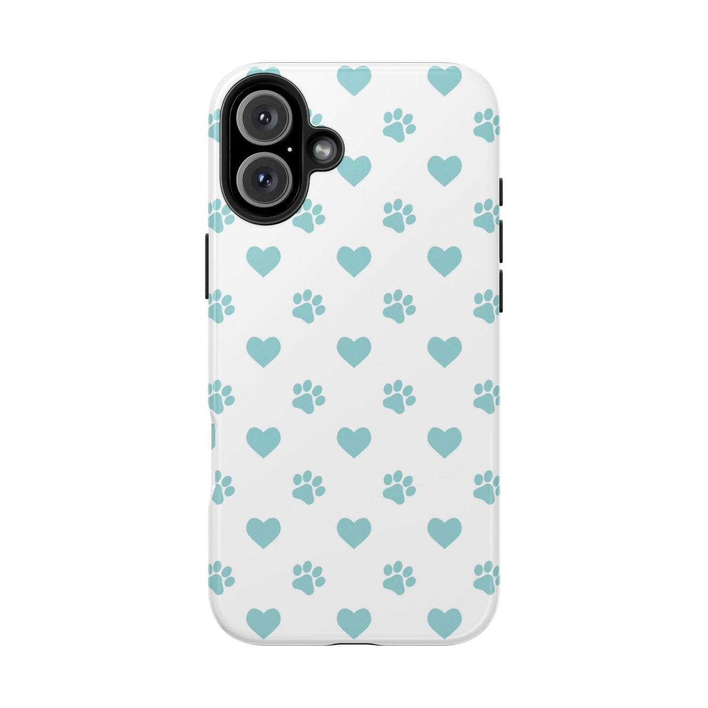 Mint Green Paw Print & Heart iPhone Case – Stylish Pet Lover’s Essential - BOGO Cases