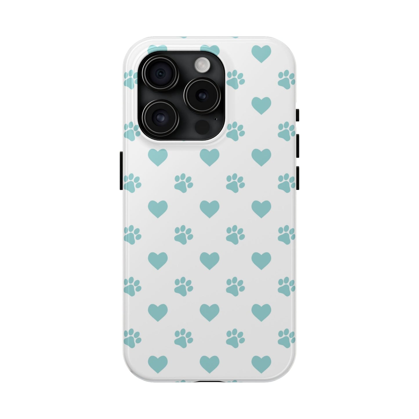 Mint Green Paw Print & Heart iPhone Case – Stylish Pet Lover’s Essential - BOGO Cases