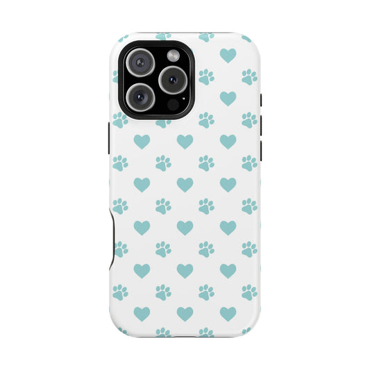 Mint Green Paw Print & Heart MagSafe Case – Pet Lover’s Magnetic Style - BOGO Cases
