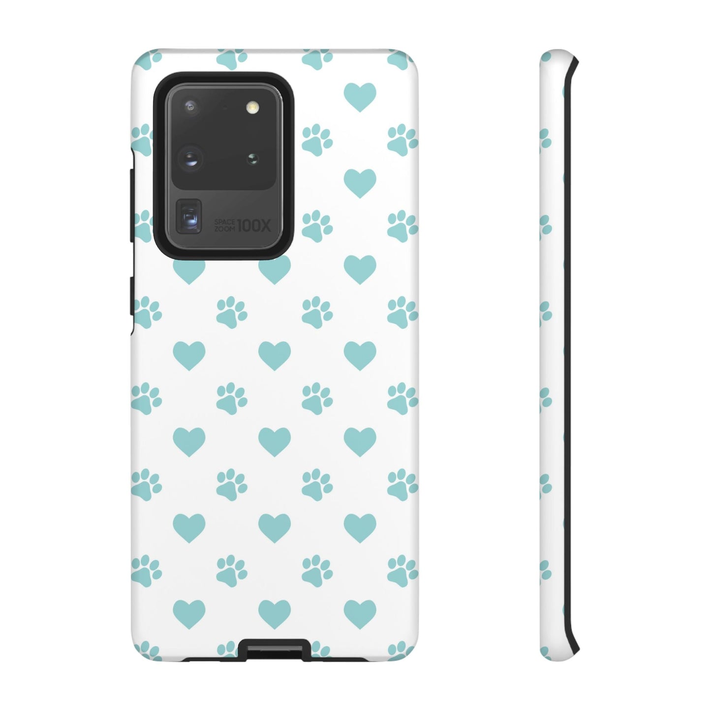 Mint Green Paw Print & Heart Samsung Galaxy Case – Cute Pet Lover’s Design - BOGO Cases