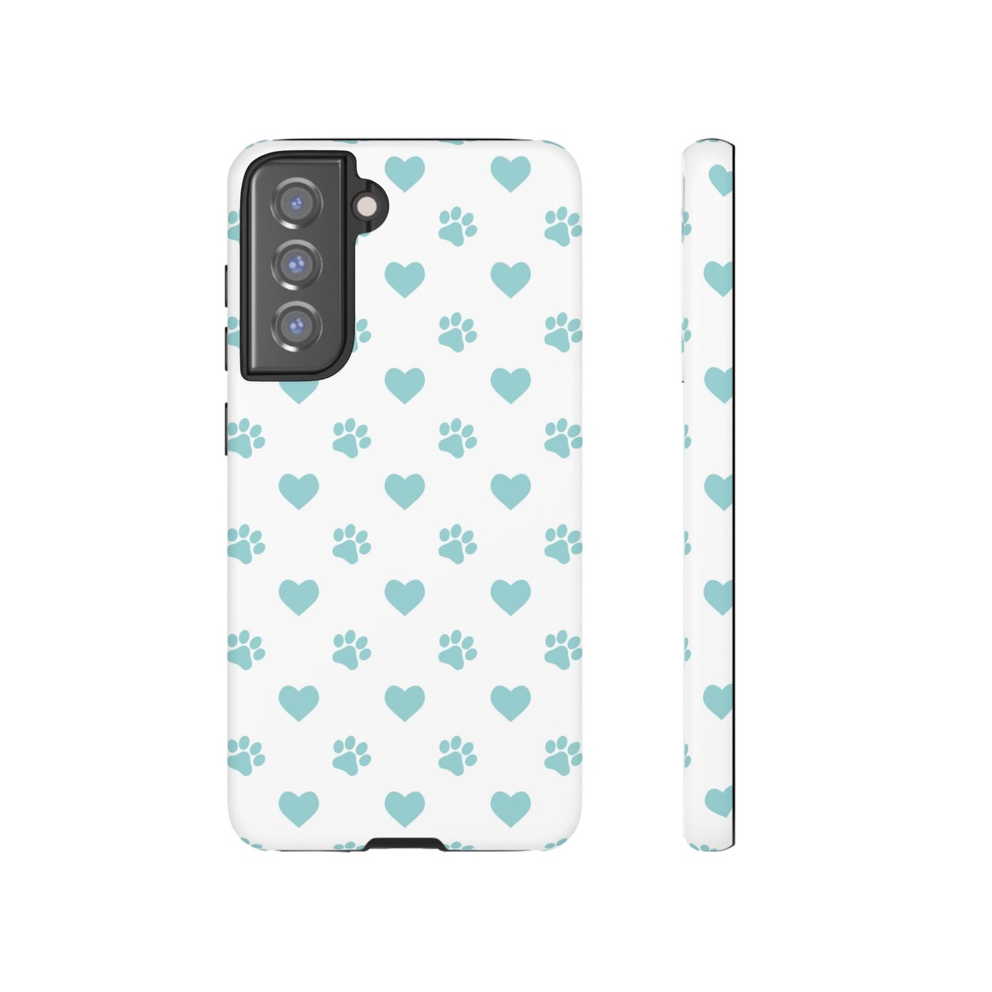 Mint Green Paw Print & Heart Samsung Galaxy Case – Cute Pet Lover’s Design - BOGO Cases