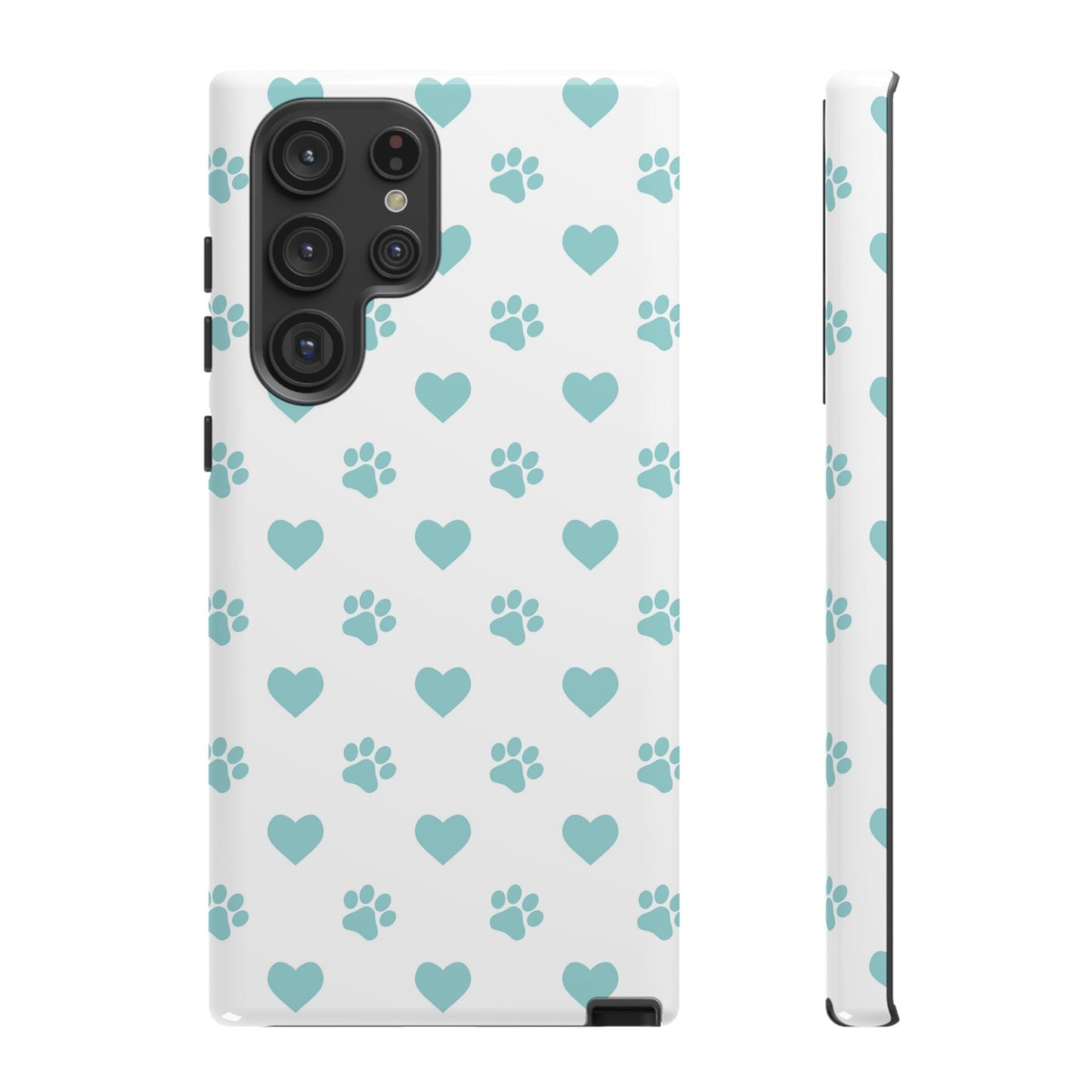 Mint Green Paw Print & Heart Samsung Galaxy Case – Cute Pet Lover’s Design - BOGO Cases