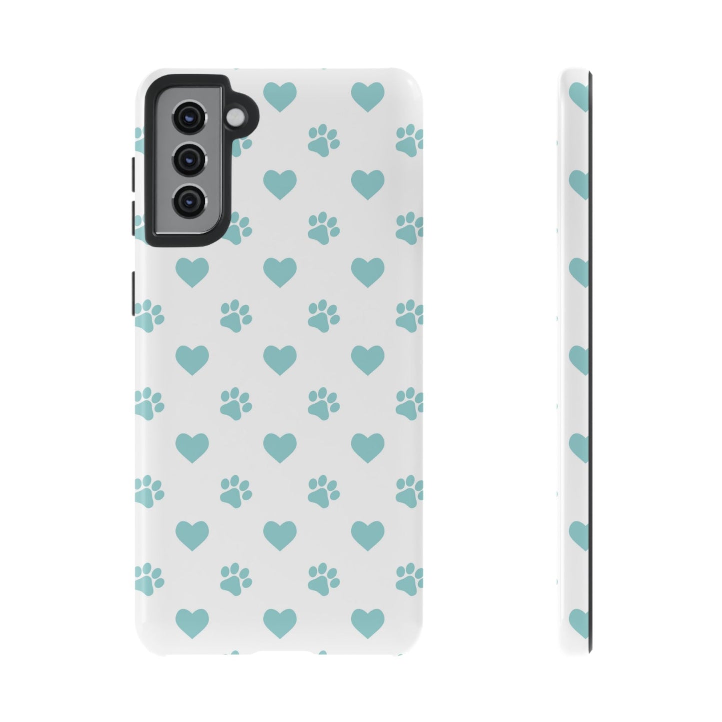 Mint Green Paw Print & Heart Samsung Galaxy Case – Cute Pet Lover’s Design - BOGO Cases