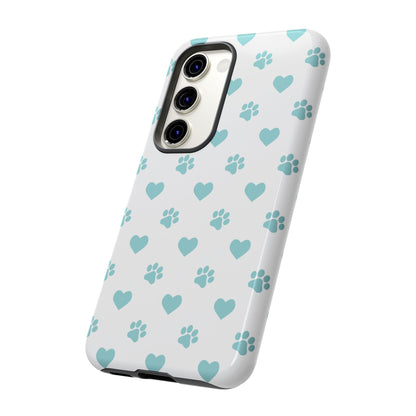 Mint Green Paw Print & Heart Samsung Galaxy Case – Cute Pet Lover’s Design - BOGO Cases