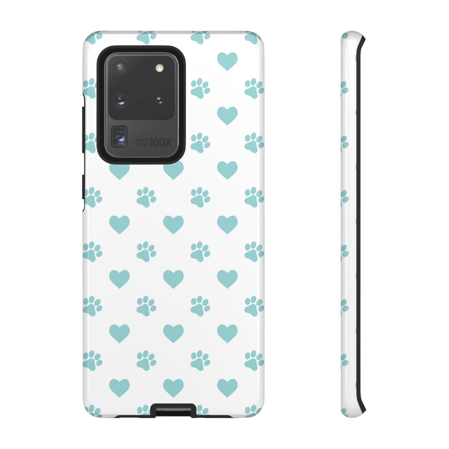 Mint Green Paw Print & Heart Samsung Galaxy Case – Cute Pet Lover’s Design - BOGO Cases