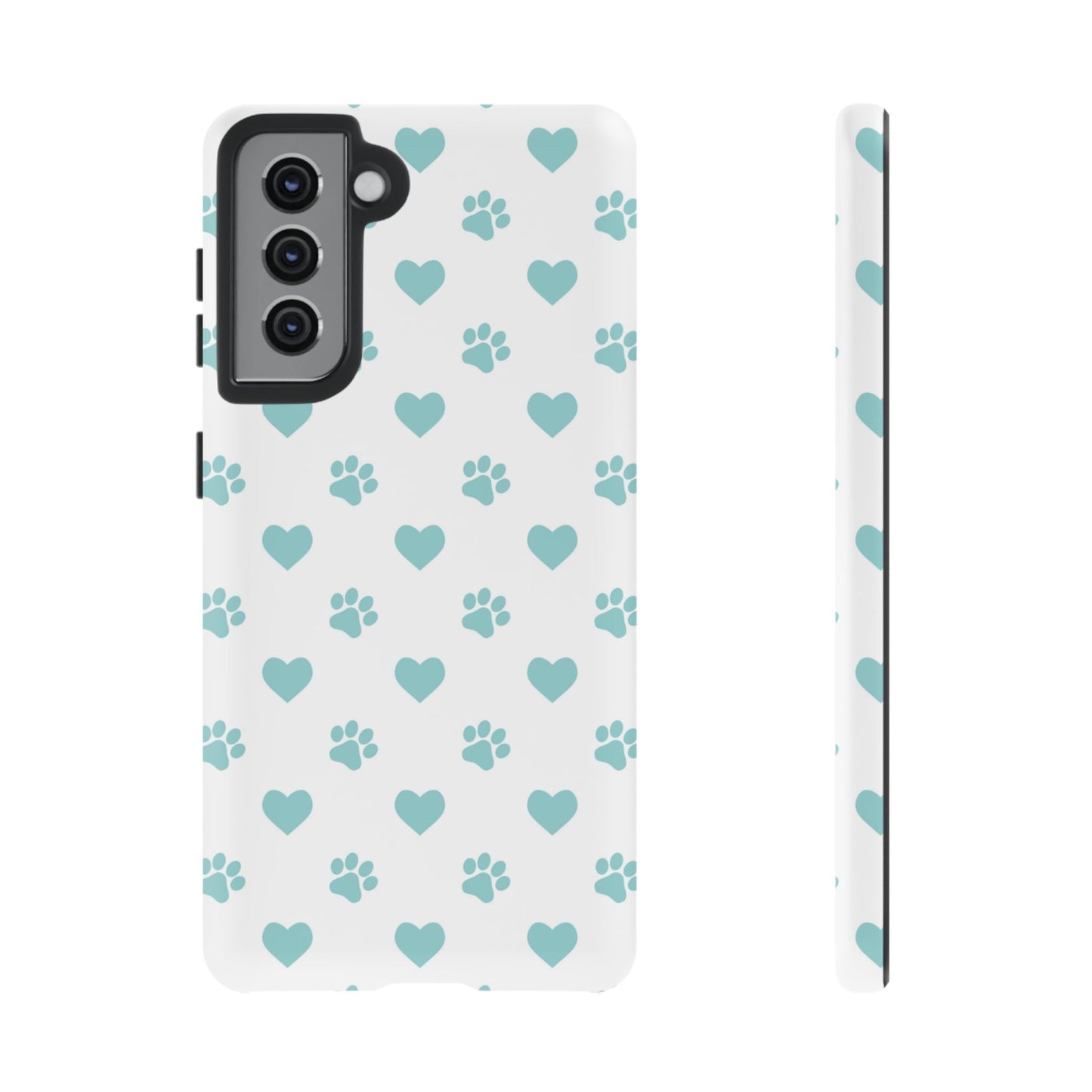 Mint Green Paw Print & Heart Samsung Galaxy Case – Cute Pet Lover’s Design - BOGO Cases