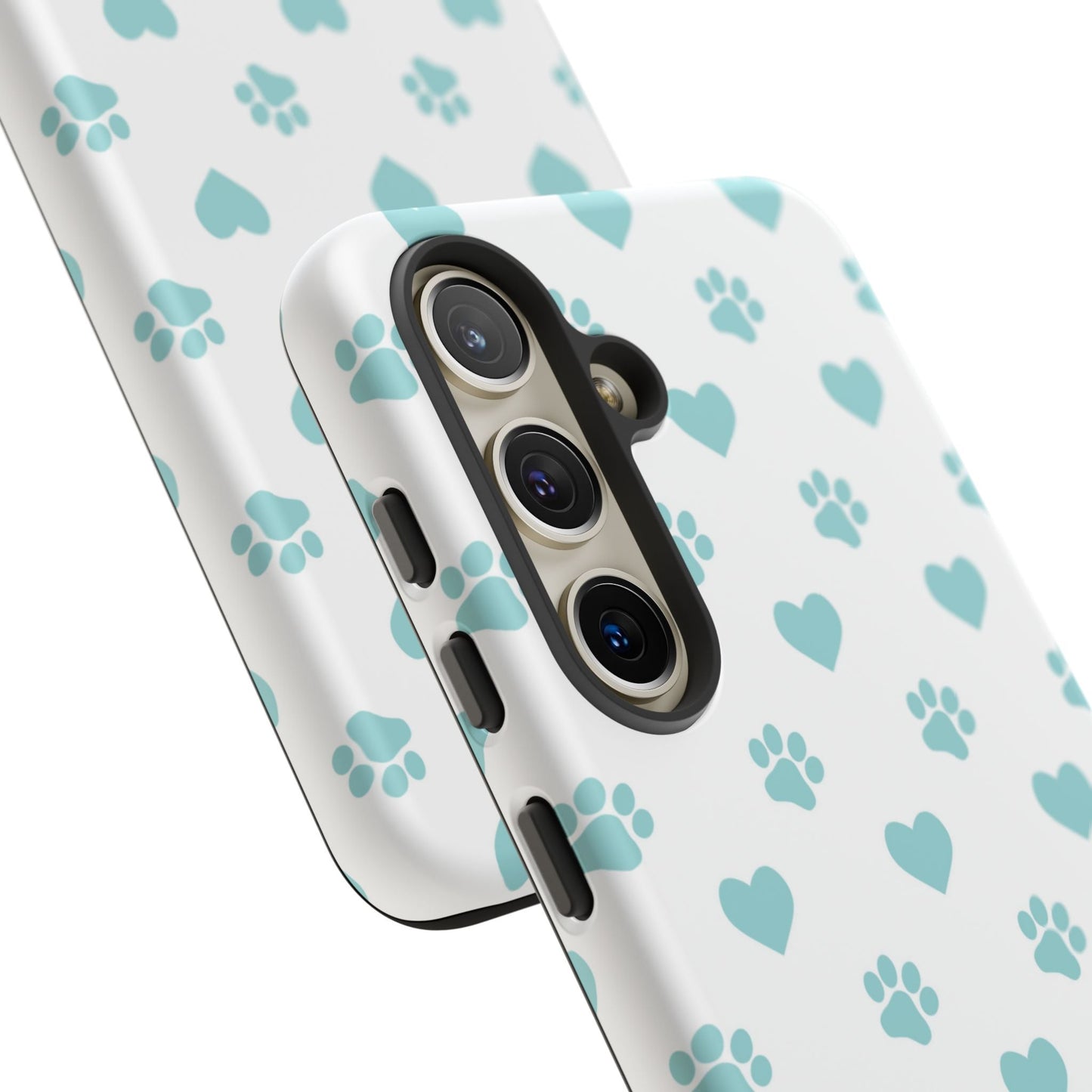 Mint Green Paw Print & Heart Samsung Galaxy Case – Cute Pet Lover’s Design - BOGO Cases